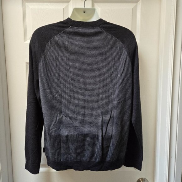 Ted Baker London Men's Crewneck Sweater Gray Charcoal Stripe Wool Blend - Picture 3 of 7